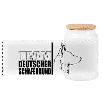 TEAM German Shepherd Dogs Wilsigns - Panoramic Cookie Jar with Wooden Lid - white - Front