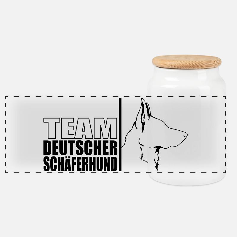 TEAM Deutscher Schäferhund Hunde Wilsigns - Panorama Keksdose mit Holzdeckel - Weiß