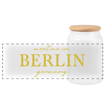 Berlin Germany Fan Flag Design T Shirt - Panoramic Cookie Jar with Wooden Lid - white - Front