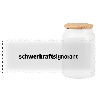 schwerkraftsignorantypo2 - Panorama Keksdose mit Holzdeckel - Weiß - Vorne