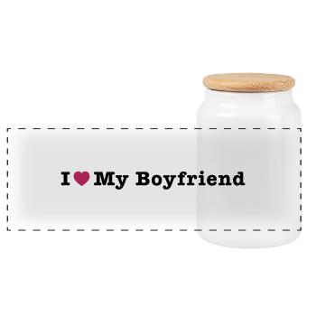 mp_i_love_my_boyfriend - Panoramic Cookie Jar with Wooden Lid - white - Front