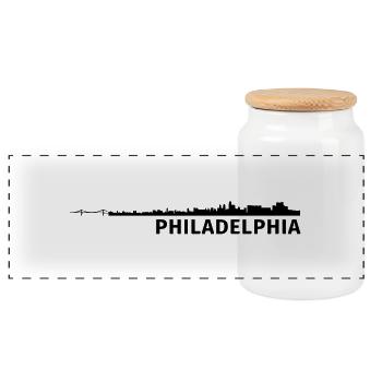 Philadelphia - Panorama Keksdose mit Holzdeckel - Weiß - Vorne