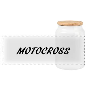 motocross - Panoramic Cookie Jar with Wooden Lid - white - Front