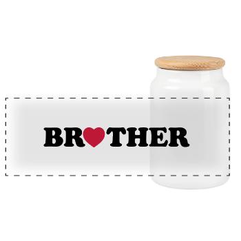 brother heart - Boîte à biscuits avec couvercle en bois - blanc - Devant
