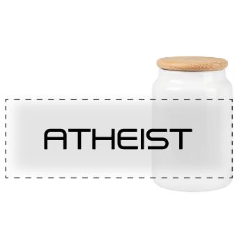 Atheist - Panoramic Cookie Jar with Wooden Lid - white - Front