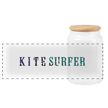 kitesurfer_vec_3 fr - Boîte à biscuits avec couvercle en bois - blanc - Devant