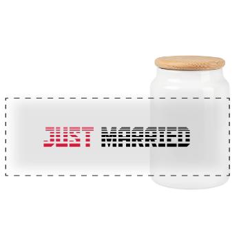 Just Married texte Logo Design - Boîte à biscuits avec couvercle en bois - blanc - Devant