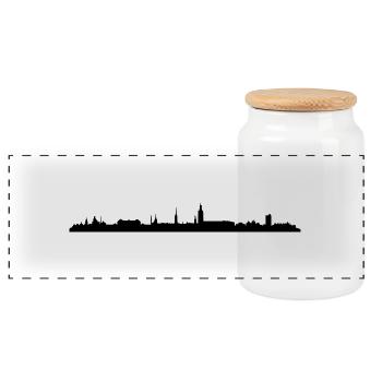 Skyline Stockholm - Panorama Keksdose mit Holzdeckel - Weiß - Vorne