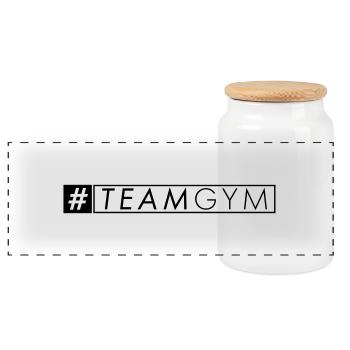#team gym - Panorama Keksdose mit Holzdeckel - Weiß - Vorne