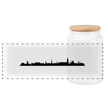 Skyline - Kopenhagen - Panorama Keksdose mit Holzdeckel - Weiß - Vorne