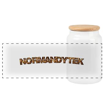 Normandytek script - Panoramic Cookie Jar with Wooden Lid - white - Front