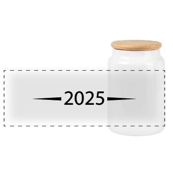 2025 - Panorama Keksdose mit Holzdeckel - Weiß - Vorne
