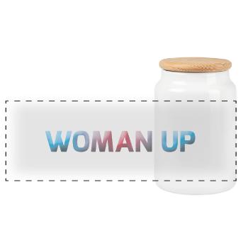 Woman Up - Panorama Keksdose mit Holzdeckel - Weiß - Vorne