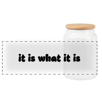C’est ce que c’est – Rétro Dicton Graphique - Boîte à biscuits avec couvercle en bois - blanc - Devant