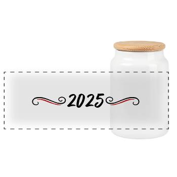 Ornement de l’année 2025 - Boîte à biscuits avec couvercle en bois - blanc - Devant