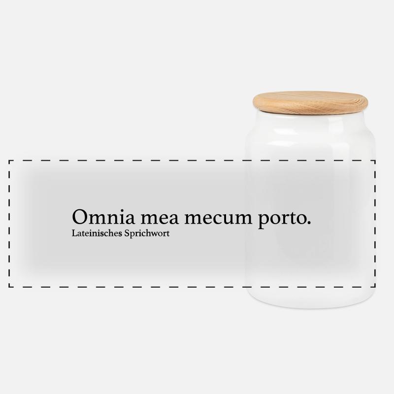 Omnia mea mecum porto. - Panorama Keksdose mit Holzdeckel - Weiß