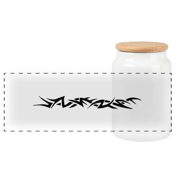 tribal tattoo - Panoramic Cookie Jar with Wooden Lid - white - Front