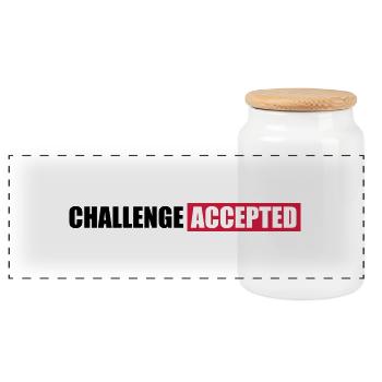 Challenge Accepted Text Design - Panorama Keksdose mit Holzdeckel - Weiß - Vorne