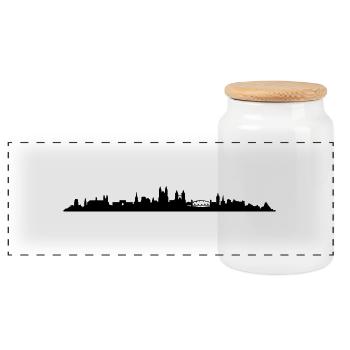 Skyline Magdeburg - Panorama Keksdose mit Holzdeckel - Weiß - Vorne