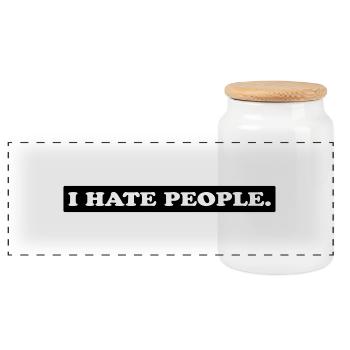 I HATE PEOPLE. - Panorama Keksdose mit Holzdeckel - Weiß - Vorne