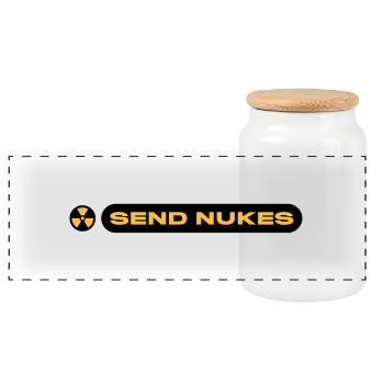 SEND NUKES - Panorama Keksdose mit Holzdeckel - Weiß - Vorne