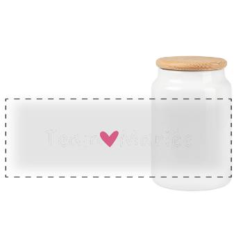 Team the Bride Pink Heart - Panoramic Cookie Jar with Wooden Lid - white - Front