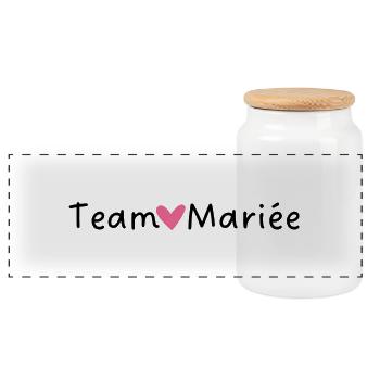Team the Bride Pink Heart - Panoramic Cookie Jar with Wooden Lid - white - Front