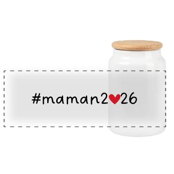 Maman 2026 - Boîte à biscuits avec couvercle en bois - blanc - Devant