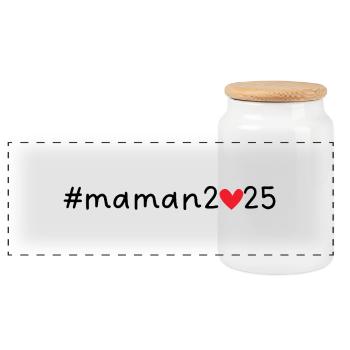 Mama 2025 - Panorama Keksdose mit Holzdeckel - Weiß - Vorne