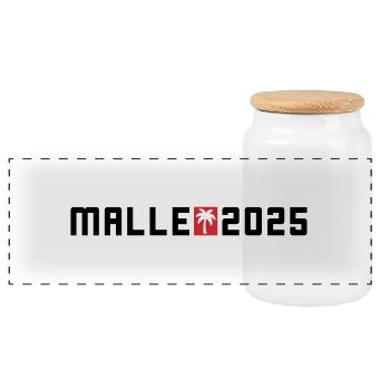 Malle 2025 Urlaub Palme - Panorama Keksdose mit Holzdeckel - Weiß - Vorne