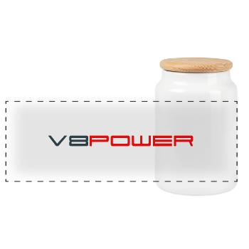v8power - Panorama Keksdose mit Holzdeckel - Weiß - Vorne
