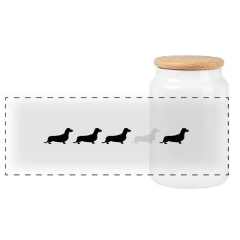 teckel - Boîte à biscuits avec couvercle en bois - blanc - Devant