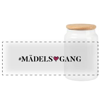 maedels gang herzchen - Panorama Keksdose mit Holzdeckel - Weiß - Vorne
