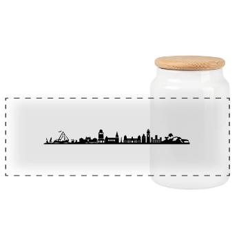 Skyline - Insel Rügen - Panorama Keksdose mit Holzdeckel - Weiß - Vorne