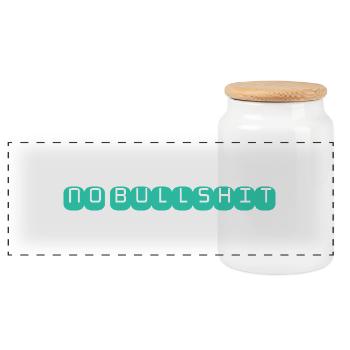 NO BULLSHIT - Panoramic Cookie Jar with Wooden Lid - white - Front