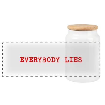 everybody lies typewriter - Panorama Keksdose mit Holzdeckel - Weiß - Vorne