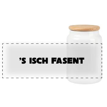 s isch ***FASENT*** - Panorama Keksdose mit Holzdeckel - Weiß - Vorne