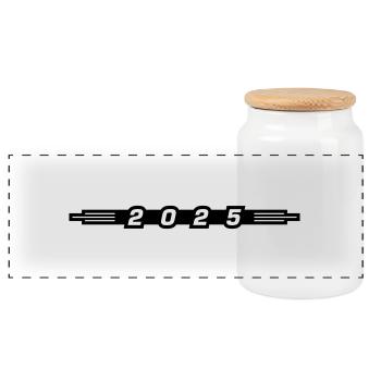 Année de ligne 2025 - Boîte à biscuits avec couvercle en bois - blanc - Devant