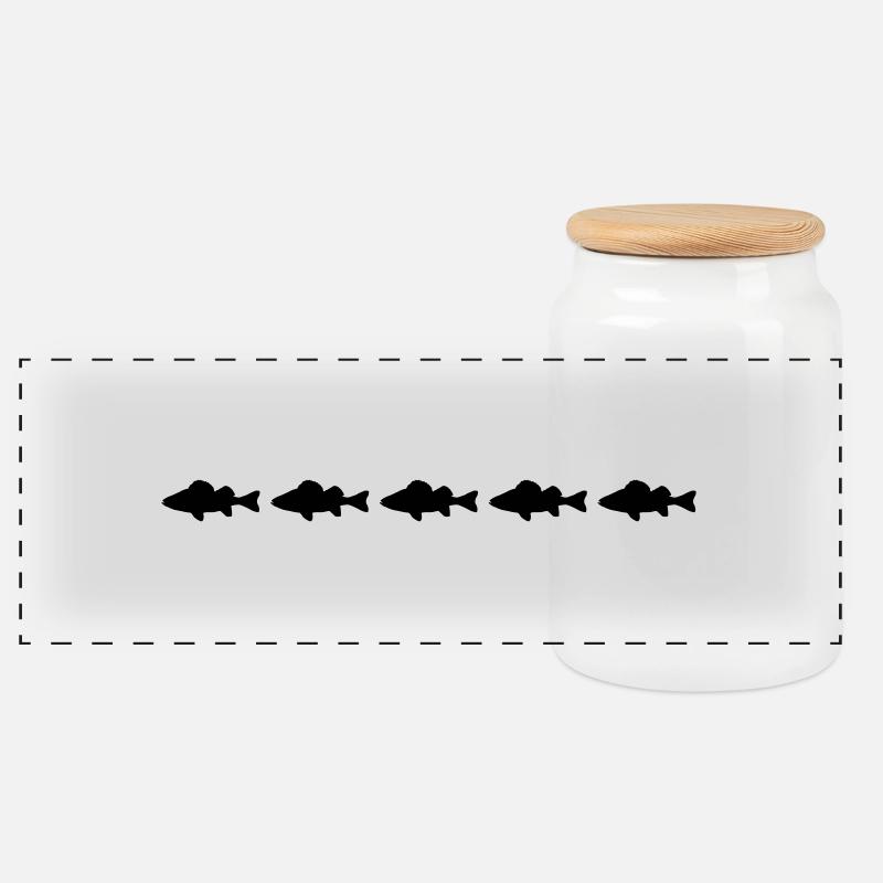 barsch fische silhouette - Panorama Keksdose mit Holzdeckel - Weiß