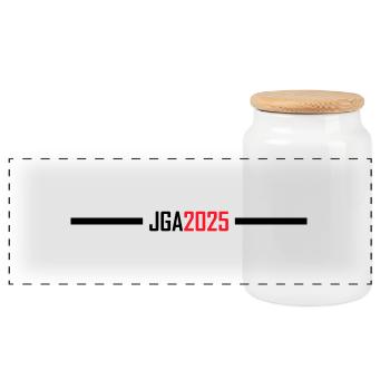 Jga 2025 Junggesellenabschied - Panorama Keksdose mit Holzdeckel - Weiß - Vorne