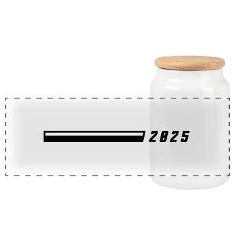 2025 year - Panoramic Cookie Jar with Wooden Lid - white - Front