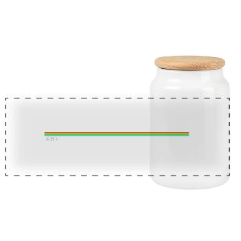 48k zx spectrum inspired rainbow stripe - Panoramic Cookie Jar with Wooden Lid - white - Front