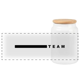 Team to the right of the bar - Panoramic Cookie Jar with Wooden Lid - white - Front