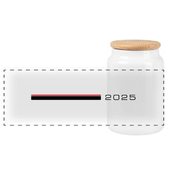 2025 Stroke - Panoramic Cookie Jar with Wooden Lid - white - Front