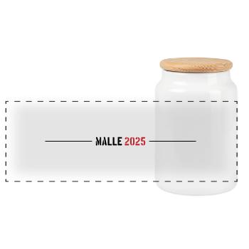 Malle 2025 Strich - Panorama Keksdose mit Holzdeckel - Weiß - Vorne