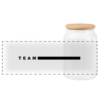 Team - Panorama Keksdose mit Holzdeckel - Weiß - Vorne