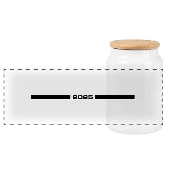 2025 Stroke - Panoramic Cookie Jar with Wooden Lid - white - Front