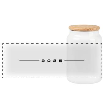 2025 Stroke - Panoramic Cookie Jar with Wooden Lid - white - Front