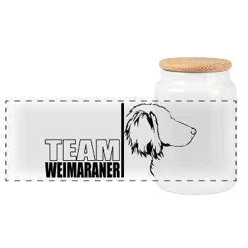 TEAM Weimaraner Chien à poil long Chien Wilsigns - Boîte à biscuits avec couvercle en bois - blanc - Devant