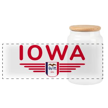 Iowa Fan T-Shirt – Your State! - Panoramic Cookie Jar with Wooden Lid - white - Front
